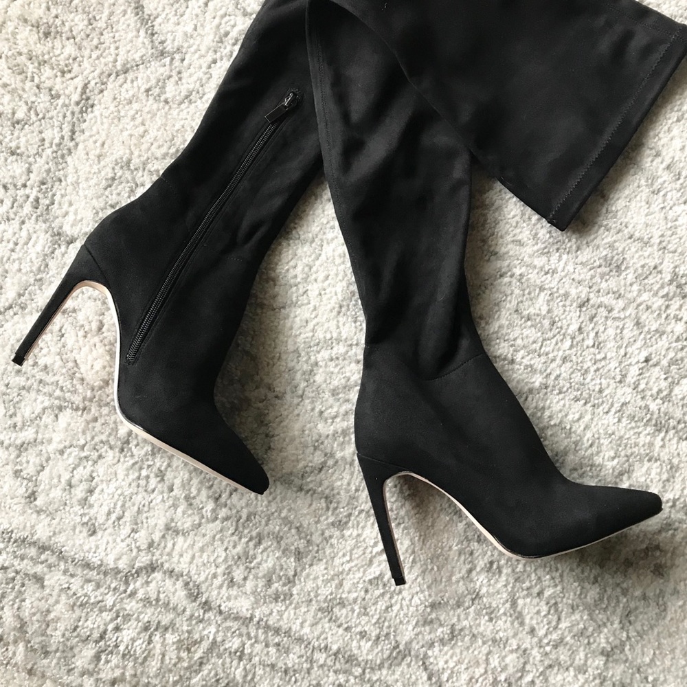 Chrissy Teigen x Revolve Black Thigh High Boots